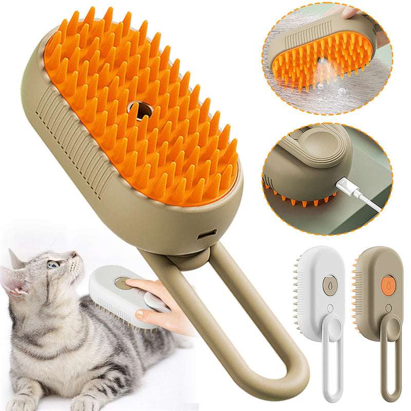 Transform Your Pet's Grooming Routine with the 3-in-1 Electric Steam Brush - Effortless Hair Removal, Detangling & Massage for Cats and Dogs