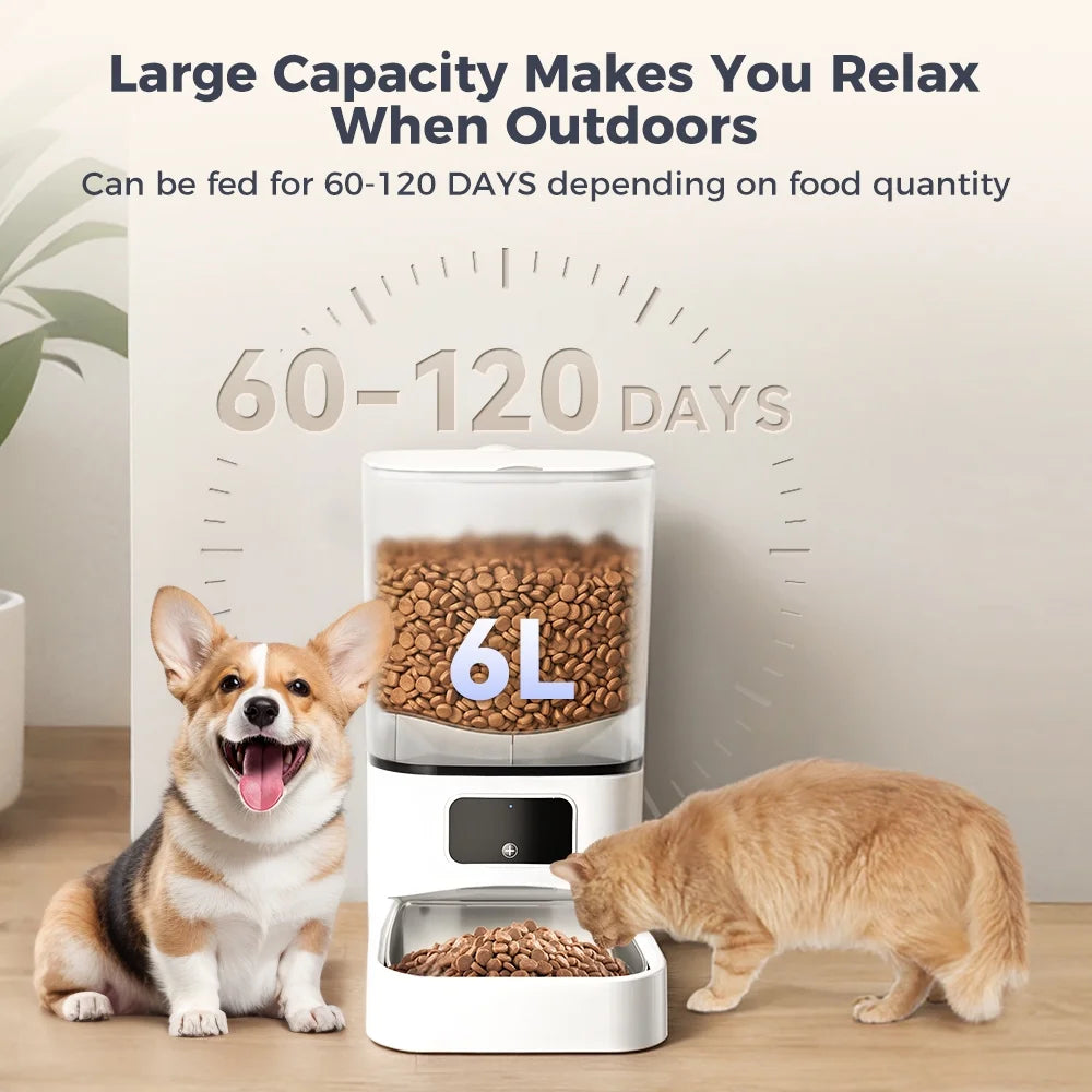 Revolutionary Automatic Cat Feeder: Wi-Fi Enabled Smart Pet Dispenser with App Control - 6L Capacity for Cats, Dogs, and Small Animals