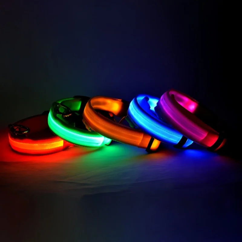 Illuminate Your Walks: Nylon LED Night Safety Flashing Glow in the Dark Dog Leash & Collar for All Dogs