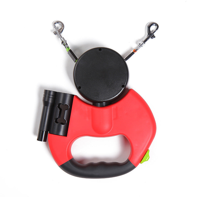 Ultimate Retractable Dual Pet Leash for Small Dogs - Reflective, 360-Degree Swivel & Safety Lights Included