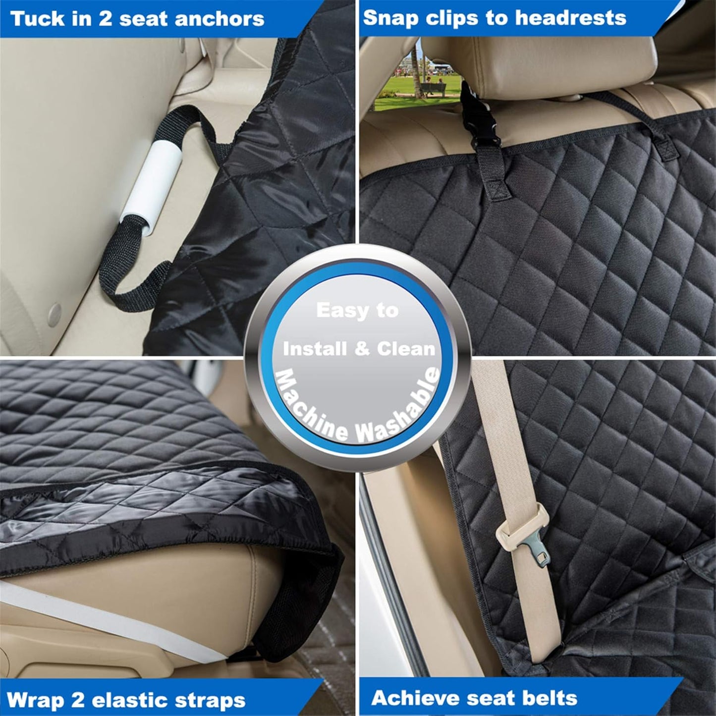 Ultimate Heavy-Duty Waterproof Nonslip Pet Car Seat Cover - Perfect Protection for Dogs in Your Vehicle, Truck & SUV (Black)