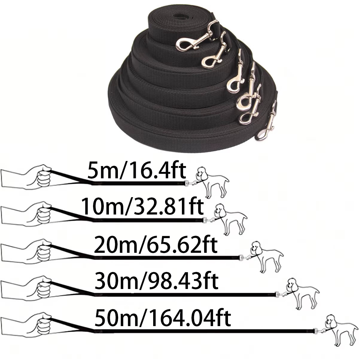 Durable Nylon Pet Dog Training Leash - Perfect for Small and Large Dogs, Available in 1.5/3/5/6M Lengths
