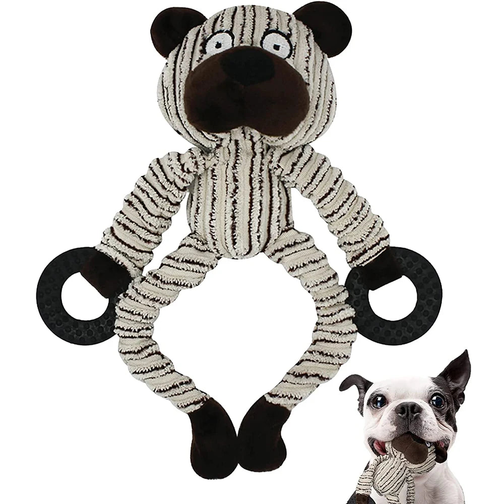Engaging Plush Squeaky Chew Toys for Puppies - Interactive Monkey Design Perfect for Teething & Training
