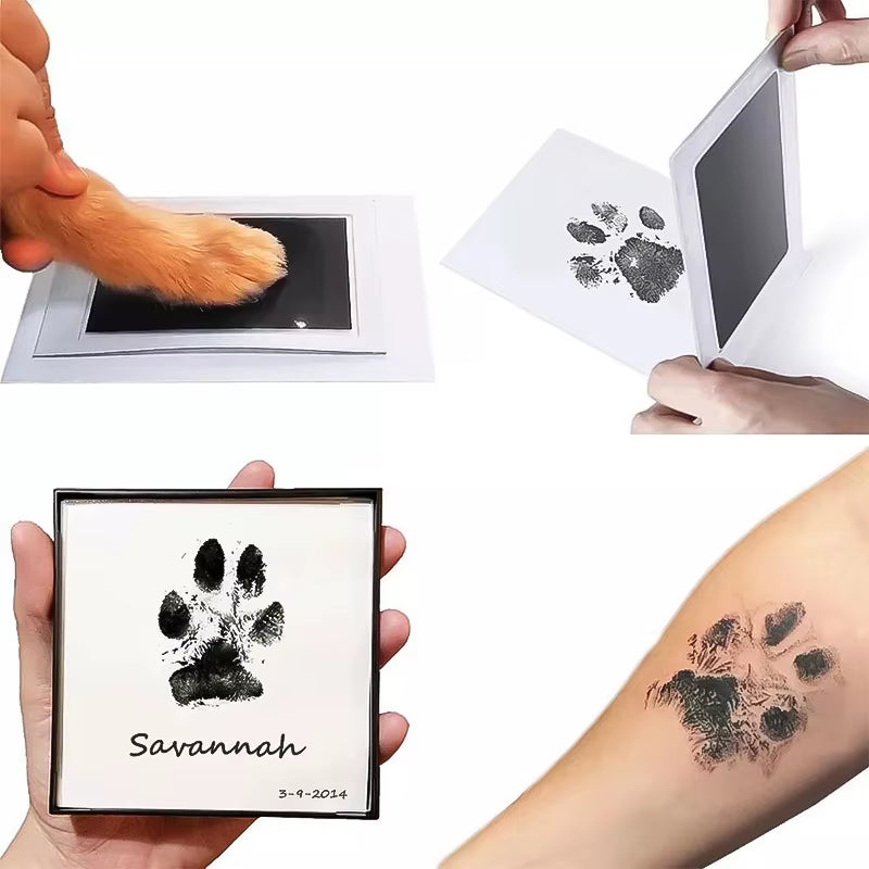 Cat Dog Paw Print Ink Kit Pad Safe Non-Toxic Baby Footprints Newborn Shower Handprint Easy Diy Clean Touch Inkless Pet Souvenir