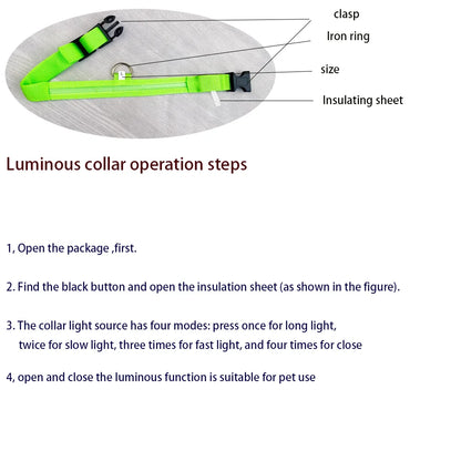 Illuminate Your Walks: Nylon LED Night Safety Flashing Glow in the Dark Dog Leash & Collar for All Dogs