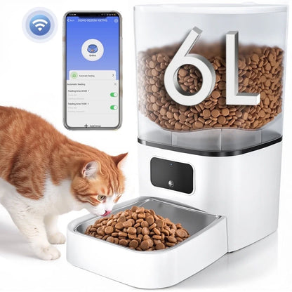Revolutionary Automatic Cat Feeder: Wi-Fi Enabled Smart Pet Dispenser with App Control - 6L Capacity for Cats, Dogs, and Small Animals