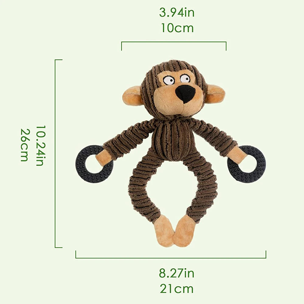 Engaging Plush Squeaky Chew Toys for Puppies - Interactive Monkey Design Perfect for Teething & Training