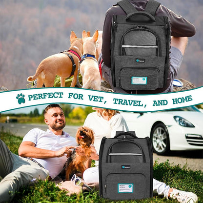 Comfortable and Stylish Charcoal Dog and Cat Backpack Carrier - Perfect for Travel, Hiking, and Outdoor Adventures, Airline Approved for Pets Up to 18 lbs
