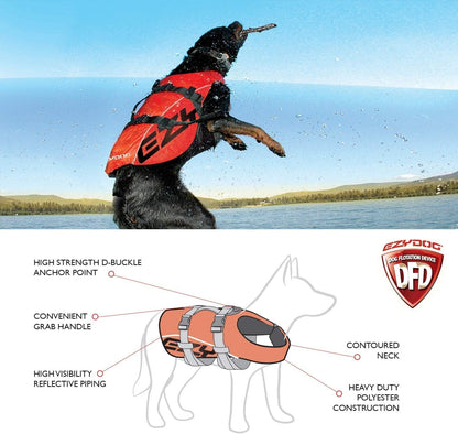 EzyDog DFD Dog Life Jacket - Premium Adjustable Safety Vest for Small Dogs with Enhanced Flotation and Reflective Trim - Perfect for Swimming Adventures!