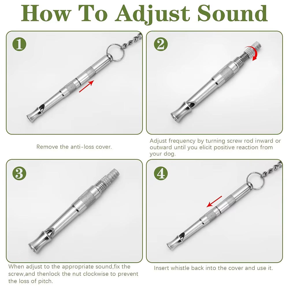Elevate Your Pet Training with Our Adjustable Ultrasonic Stainless Steel Dog Whistle – Perfect for Dogs and Cats!