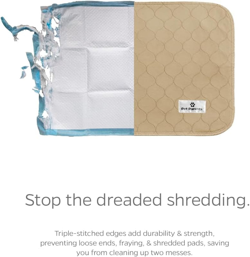 ® Pawtect® Washable Dog Pee Pads - Premium Waterproof and Reusable Whelping Pads (2-Pack, Tan/Grey, 36" Round)