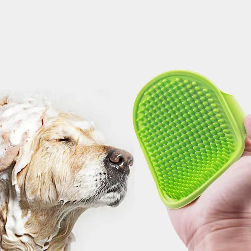 Pet Bath Brush Massage Gloves Cat Dog Grooming Comb Deshedding Tool Waterproof Soft Bristle Cleaning Supplies for Shedding Hair