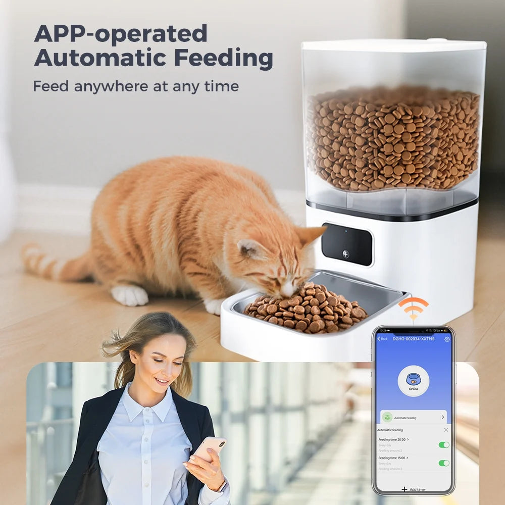 Revolutionary Automatic Cat Feeder: Wi-Fi Enabled Smart Pet Dispenser with App Control - 6L Capacity for Cats, Dogs, and Small Animals