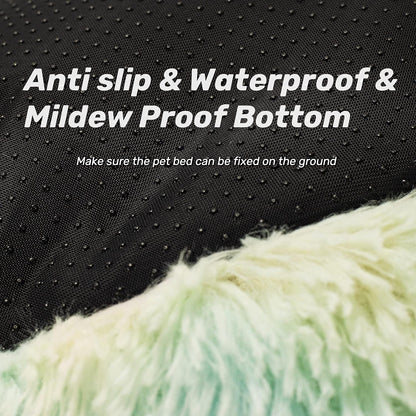 Cozy Rainbow Anti-Anxiety Plush Pet Bed for Dogs and Cats - Perfect Comfort for Small to Large Pets