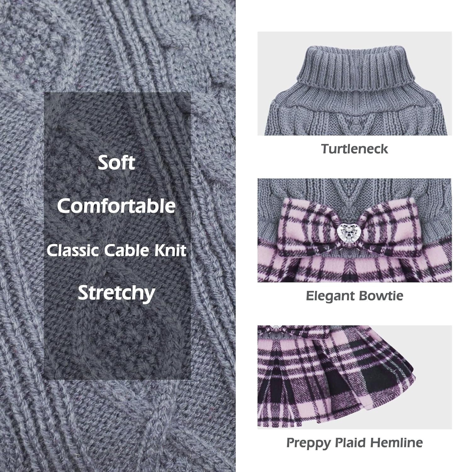 Cozy and Chic Bowtie Turtleneck Dog Sweater - Perfect for Small Dogs and Cats in Cold Weather