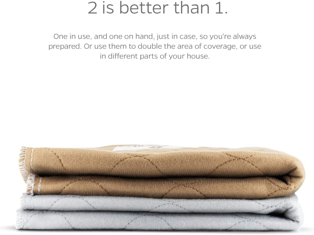 ® Pawtect® Washable Dog Pee Pads - Premium Waterproof and Reusable Whelping Pads (2-Pack, Tan/Grey, 36" Round)