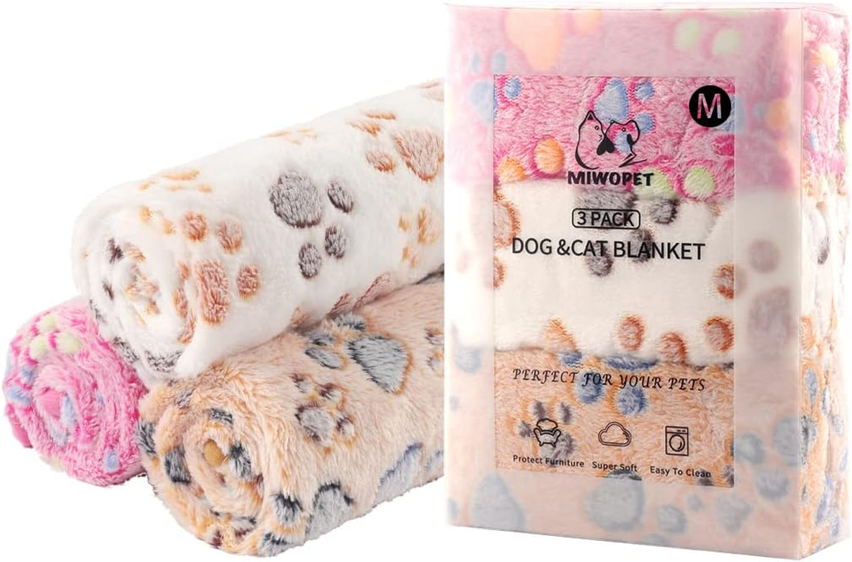 Cozy 3-Pack Fleece Pet Blankets – Soft and Stylish Sleep Mats for Dogs and Cats (Medium 30" x 20")