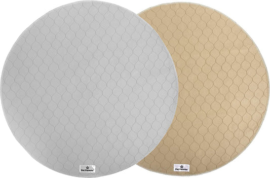® Pawtect® Washable Dog Pee Pads - Premium Waterproof and Reusable Whelping Pads (2-Pack, Tan/Grey, 36" Round)