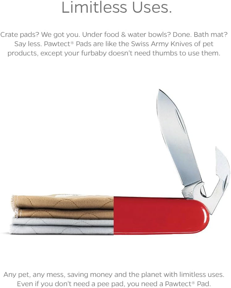 ® Pawtect® Washable Dog Pee Pads - Premium Waterproof and Reusable Whelping Pads (2-Pack, Tan/Grey, 36" Round)