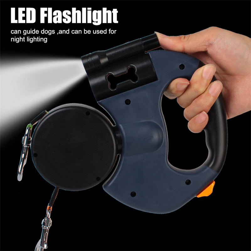 Ultimate Retractable Dual Pet Leash for Small Dogs - Reflective, 360-Degree Swivel & Safety Lights Included