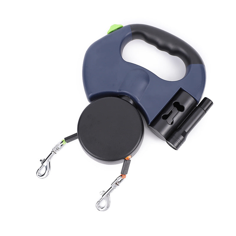 Ultimate Retractable Dual Pet Leash for Small Dogs - Reflective, 360-Degree Swivel & Safety Lights Included