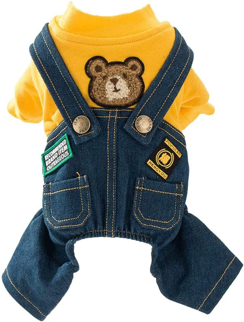 Trendy Denim Overalls for Small and Medium Dogs - Stylish Costumes for Every Occasion