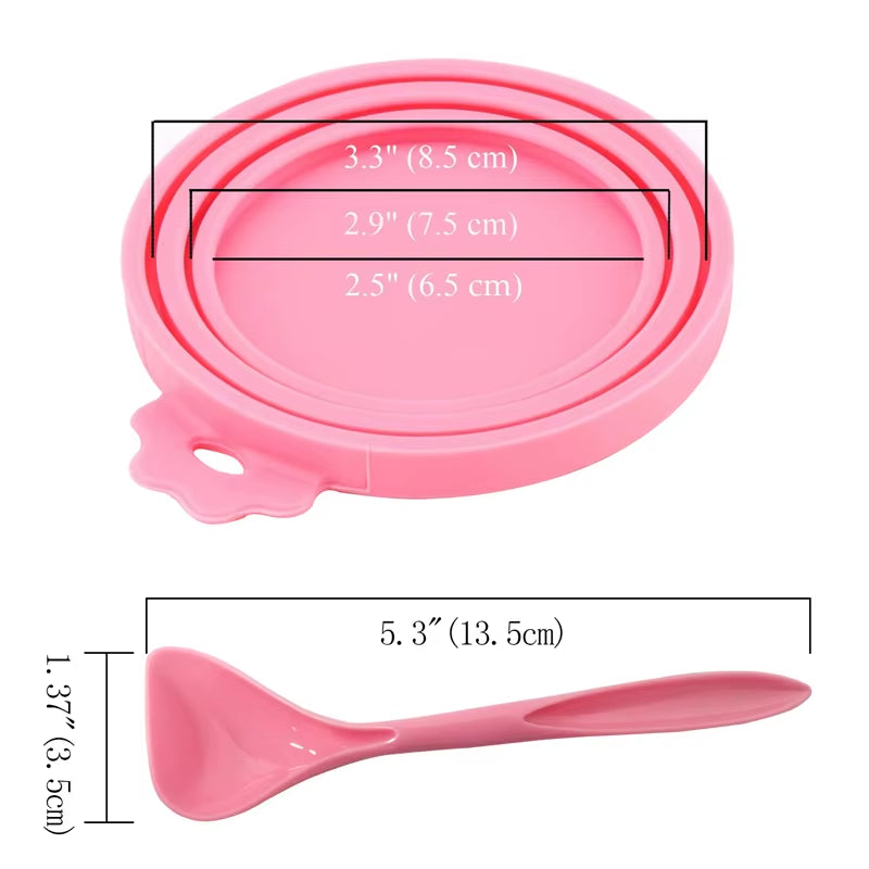 Keep Pet Food Fresh with Our 2-Piece Reusable Silicone Can Covers and Spoon Set