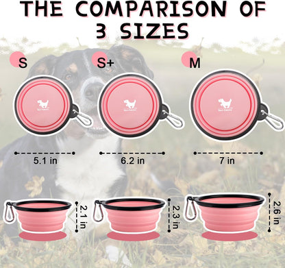 Ultimate Portable Collapsible Travel Dog Bowls - 2-Pack BPA-Free Feeding & Watering Dishes with Carabiners for Adventurous Pets