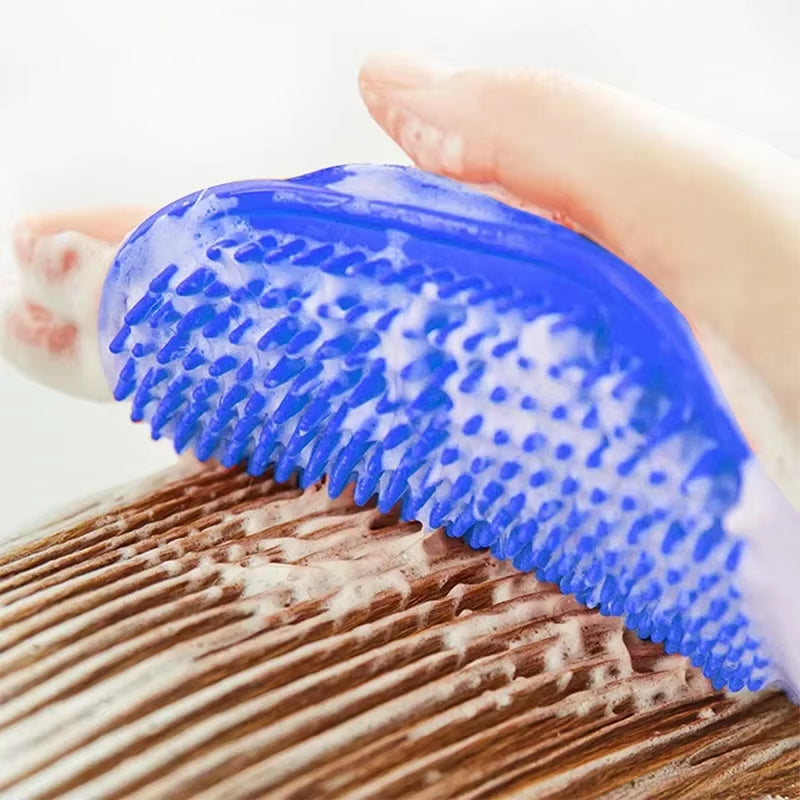 Pet Bath Brush Massage Gloves Cat Dog Grooming Comb Deshedding Tool Waterproof Soft Bristle Cleaning Supplies for Shedding Hair