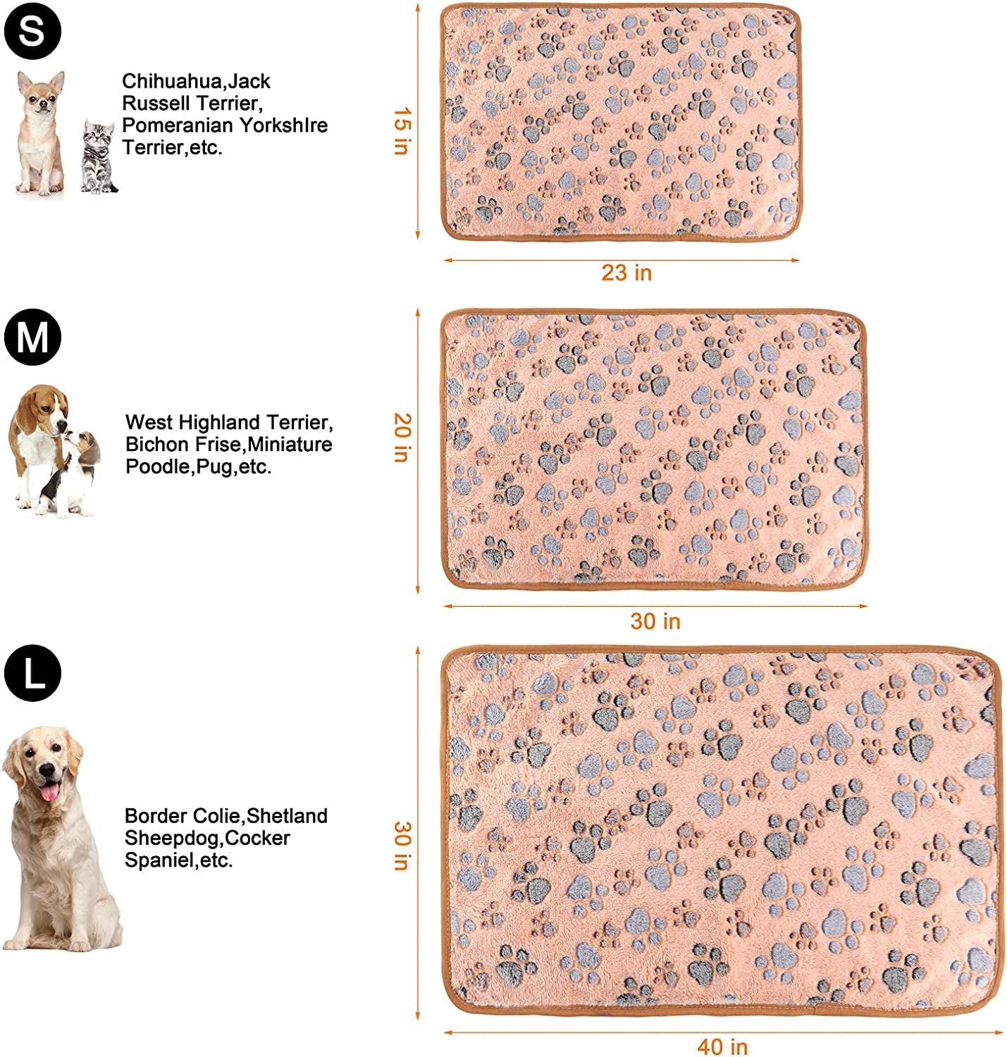 Cozy 3-Pack Fleece Pet Blankets – Soft and Stylish Sleep Mats for Dogs and Cats (Medium 30" x 20")