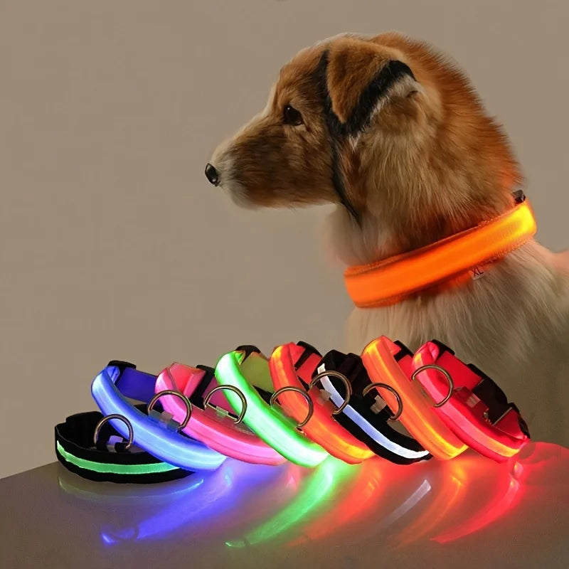 Illuminate Your Walks: Nylon LED Night Safety Flashing Glow in the Dark Dog Leash & Collar for All Dogs