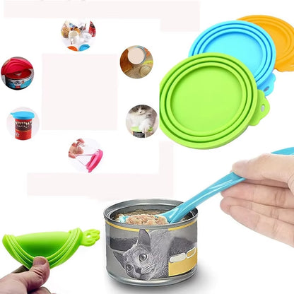 Keep Pet Food Fresh with Our 2-Piece Reusable Silicone Can Covers and Spoon Set