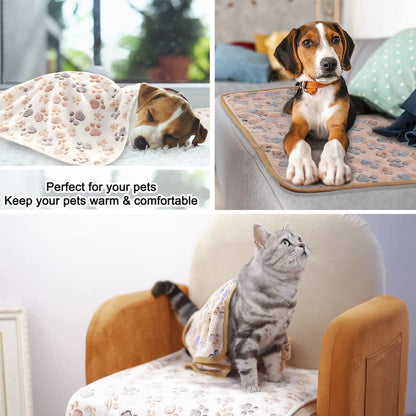 Cozy 3-Pack Fleece Pet Blankets – Soft and Stylish Sleep Mats for Dogs and Cats (Medium 30" x 20")
