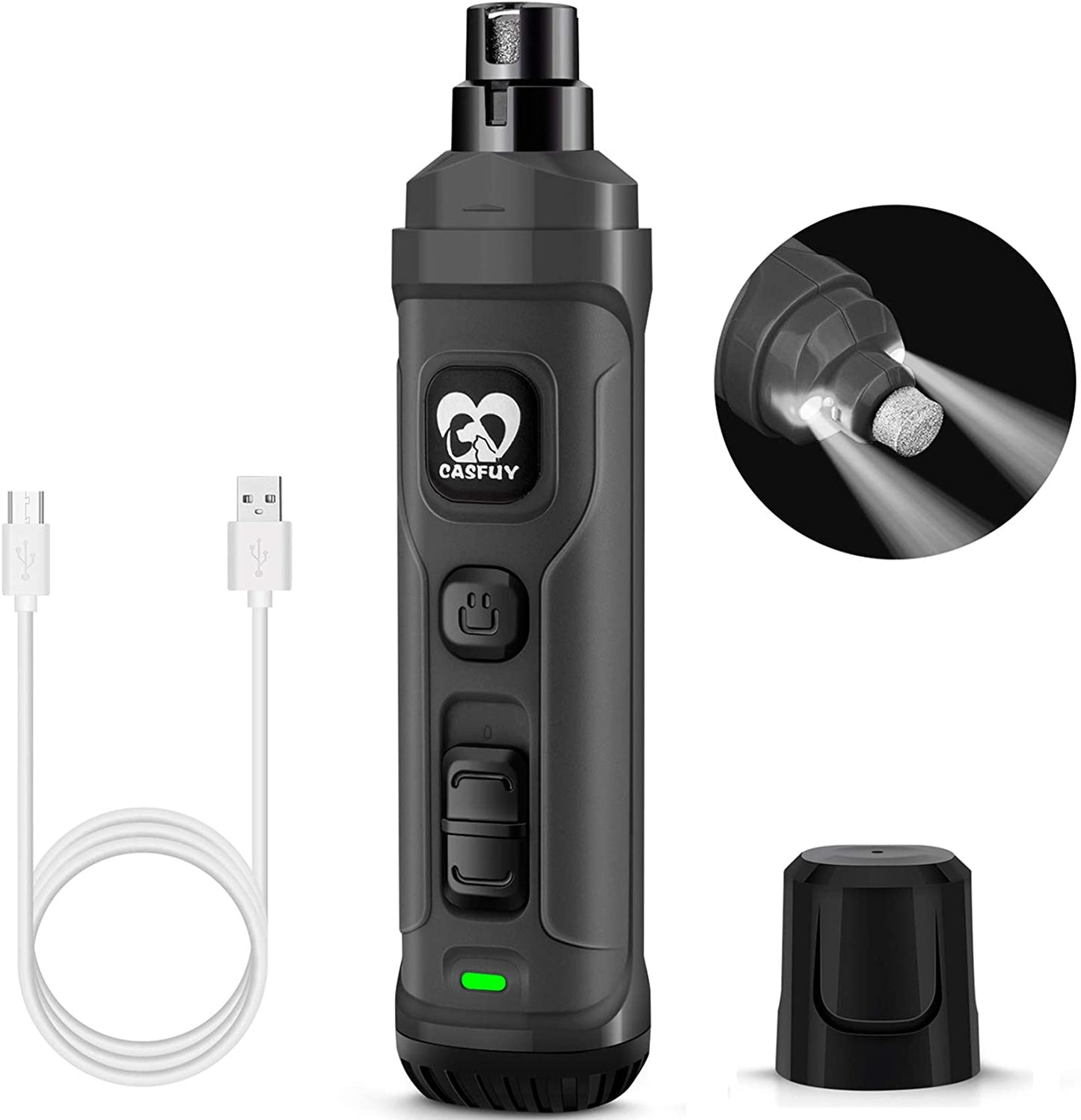 Revolutionary Professional Dog Nail Grinder with Dual LED Lights - Effortless 2-Speed Electric Trimmer for Painless Grooming of All Dog Sizes in Stylish Grey