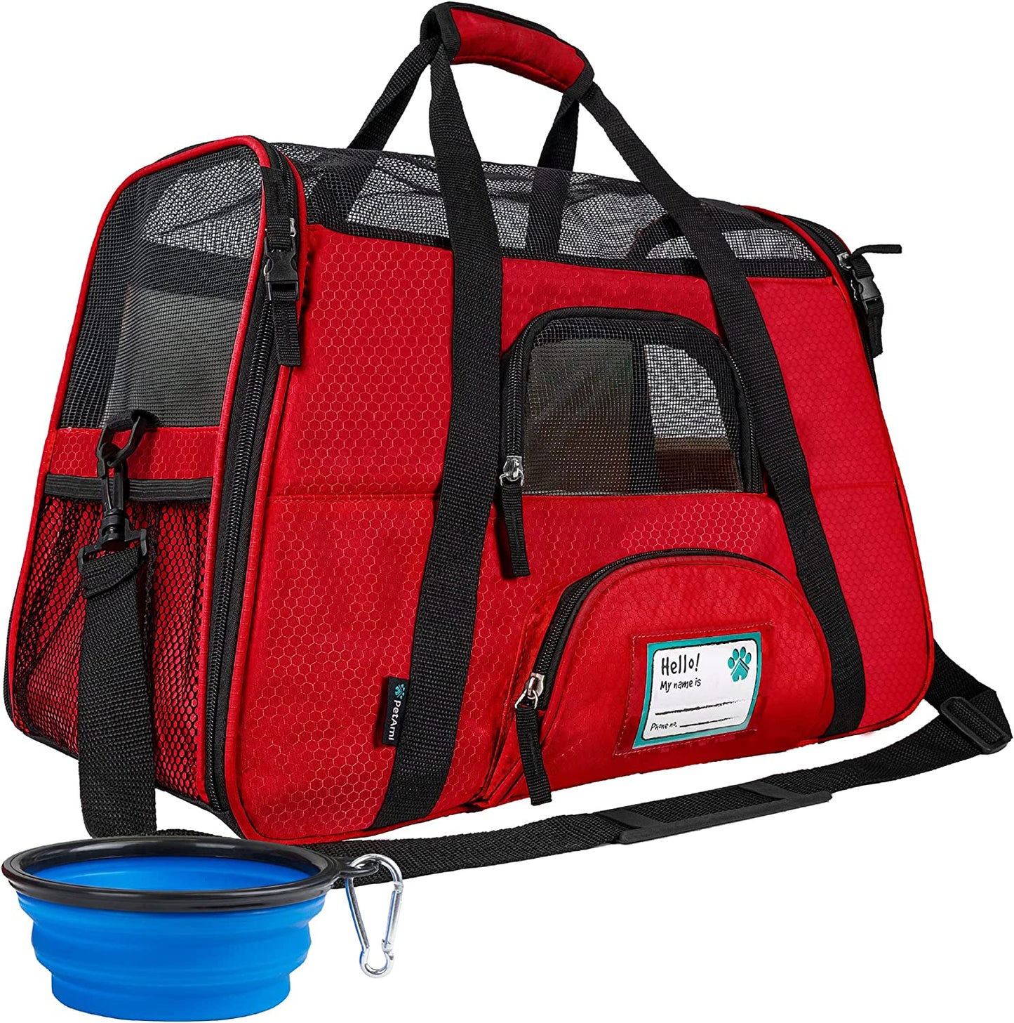 Airline-Approved Soft-Sided Pet Carrier for Cats and Small Dogs - Ventilated Travel Bag for Medium to Large Kittens and Puppies - Red